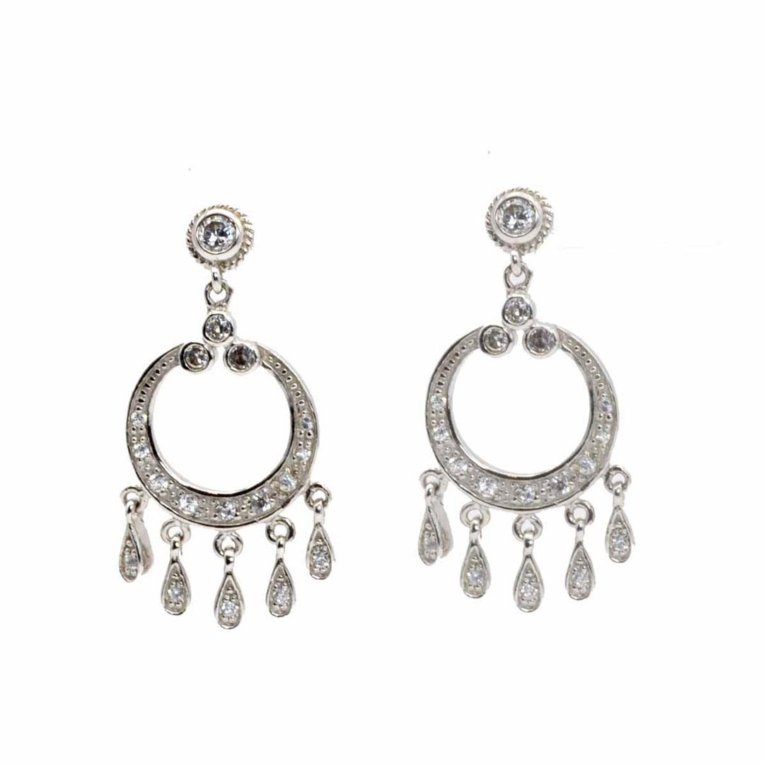 PENDIENTES LARGOS MUJER PLATA CON CIRCONITAS 662
