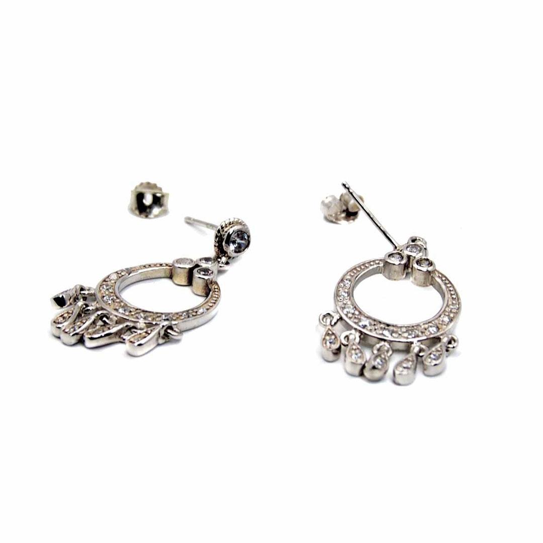 PENDIENTES LARGOS MUJER PLATA CON CIRCONITAS 662