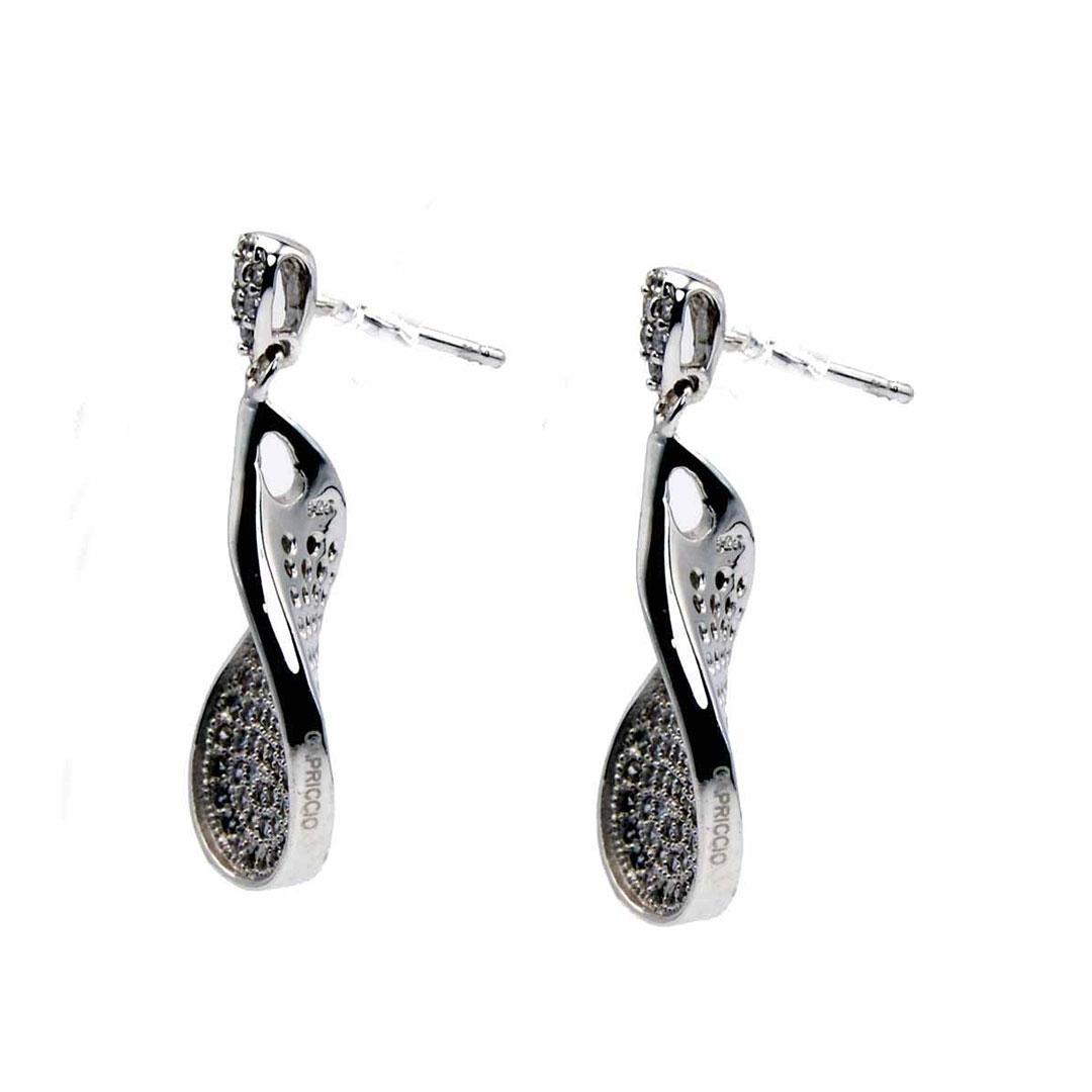 PENDIENTES LARGOS MUJER PLATA CON CIRCONITAS 70001