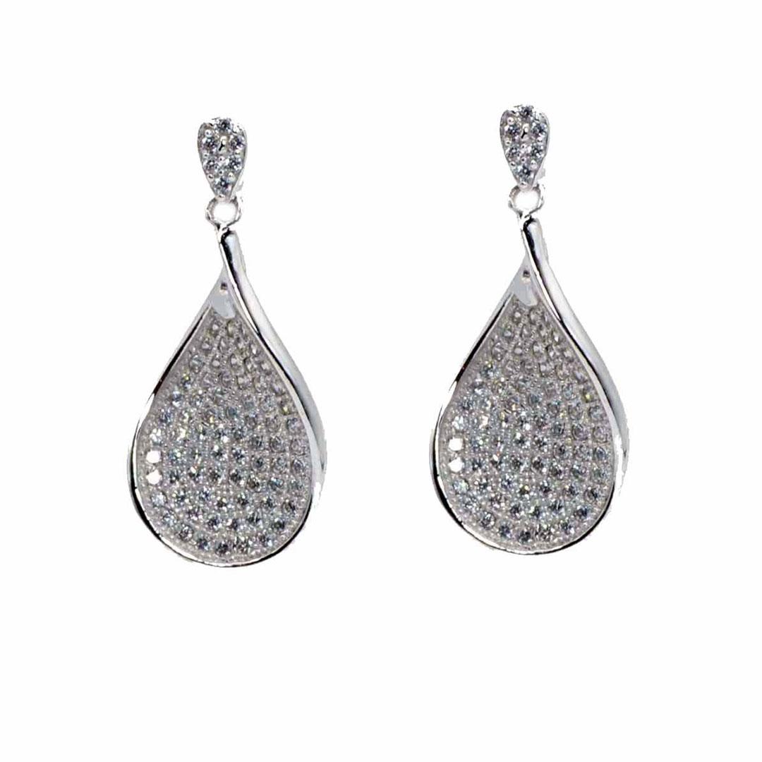 PENDIENTES LARGOS MUJER PLATA CON CIRCONITAS 70001