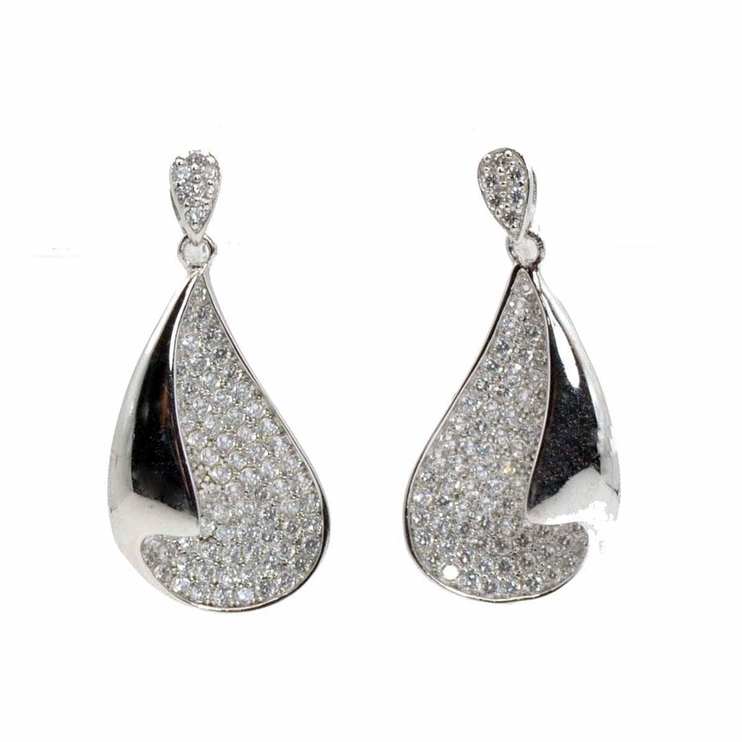 PENDIENTES LARGOS MUJER PLATA CON CIRCONITAS 70014