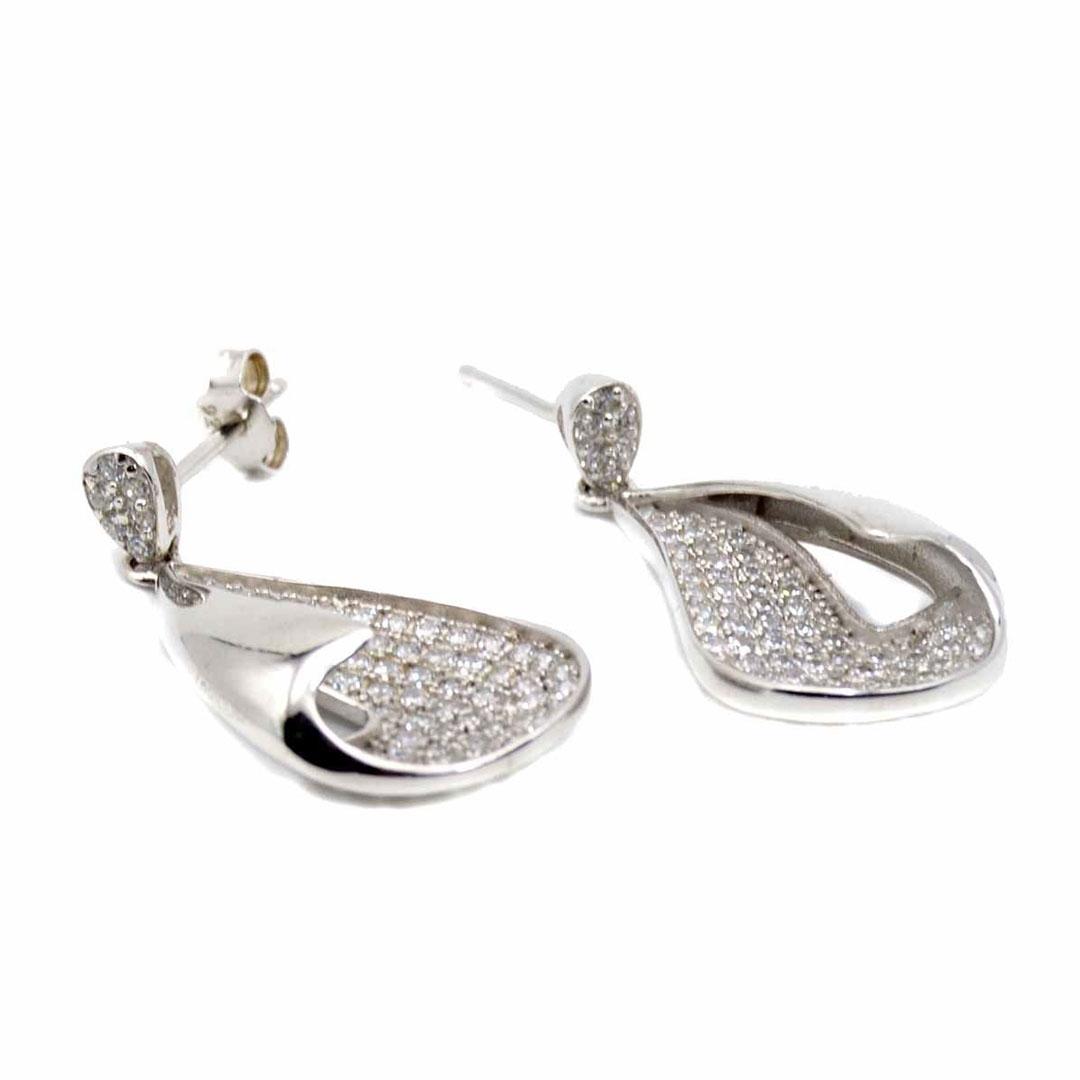 PENDIENTES LARGOS MUJER PLATA CON CIRCONITAS 70014