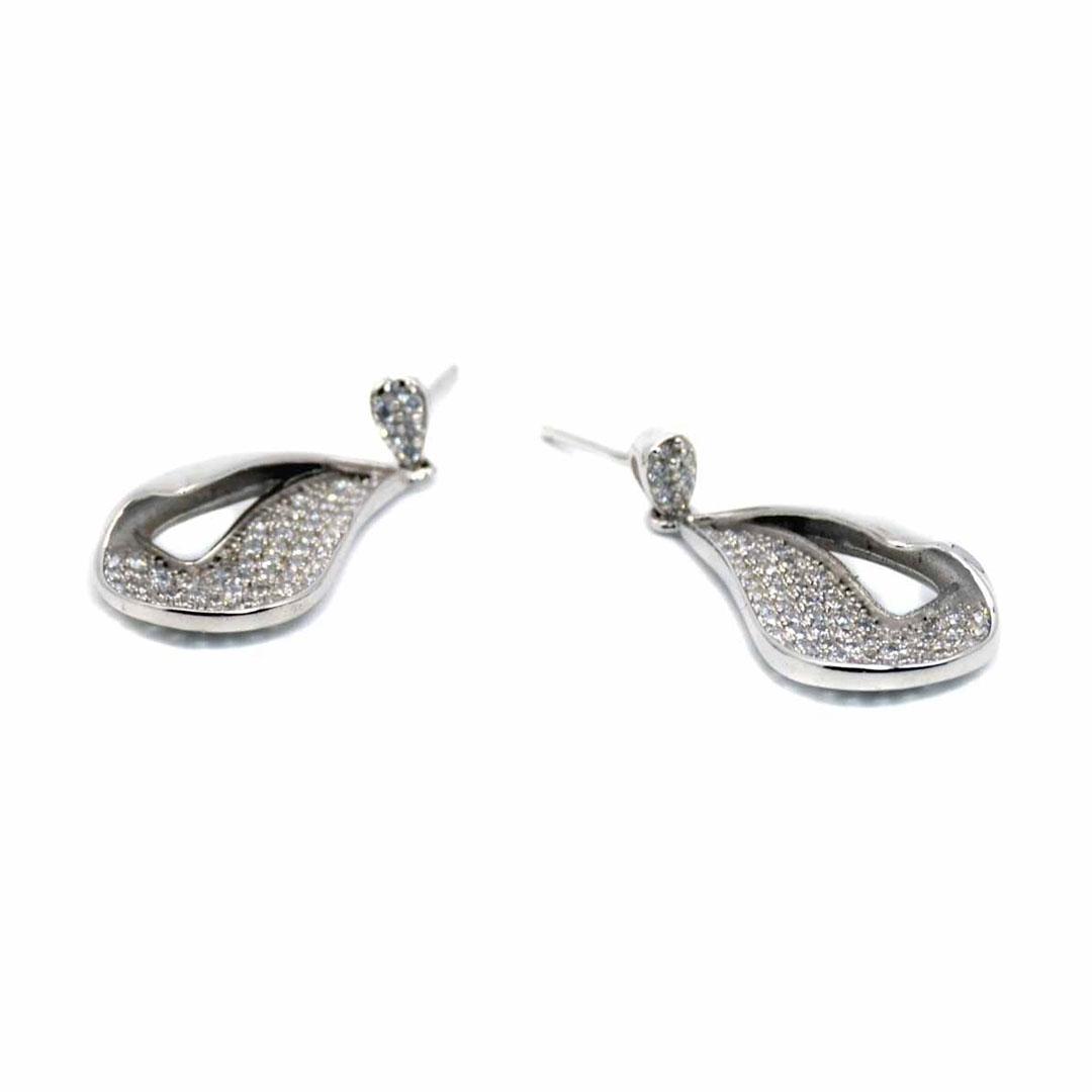 PENDIENTES LARGOS MUJER PLATA CON CIRCONITAS 70014
