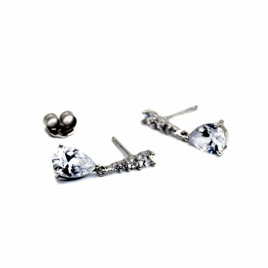 PENDIENTES LARGOS MUJER PLATA CON CIRCONITAS 70016