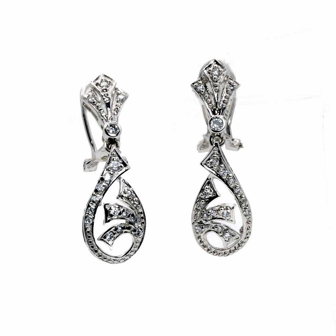 PENDIENTES LARGOS MUJER PLATA CON CIRCONITAS 819