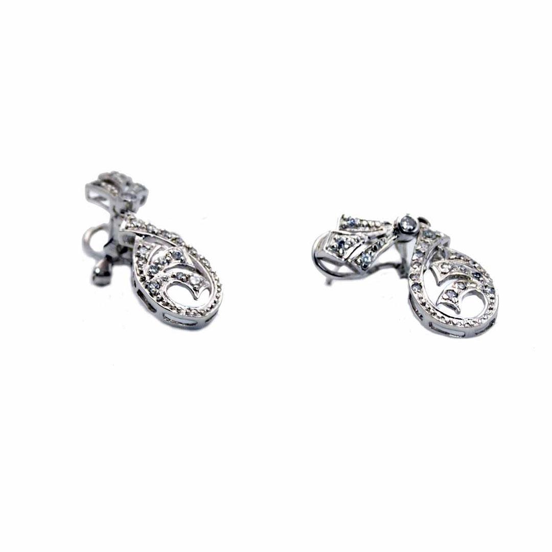 PENDIENTES LARGOS MUJER PLATA CON CIRCONITAS 819