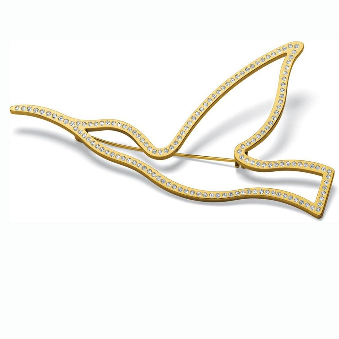 REGALO BROCHE UNISEX SWATCH ACERO DORADO CON CIRCONITAS JAJ0