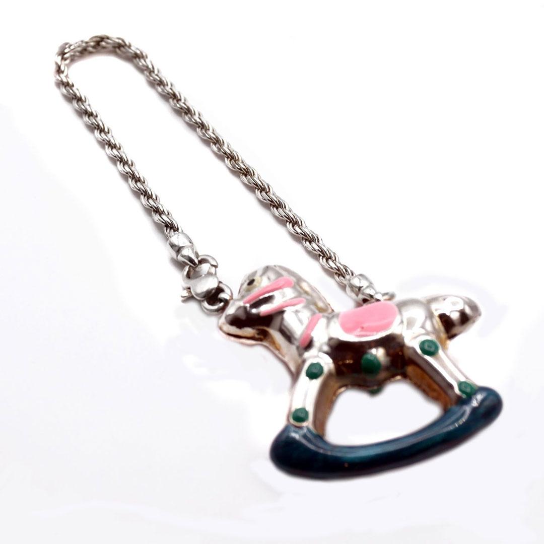 REGALO LLAVERO PLATA FIGURA CABALLITO ESMALTADO EN COLORES 4