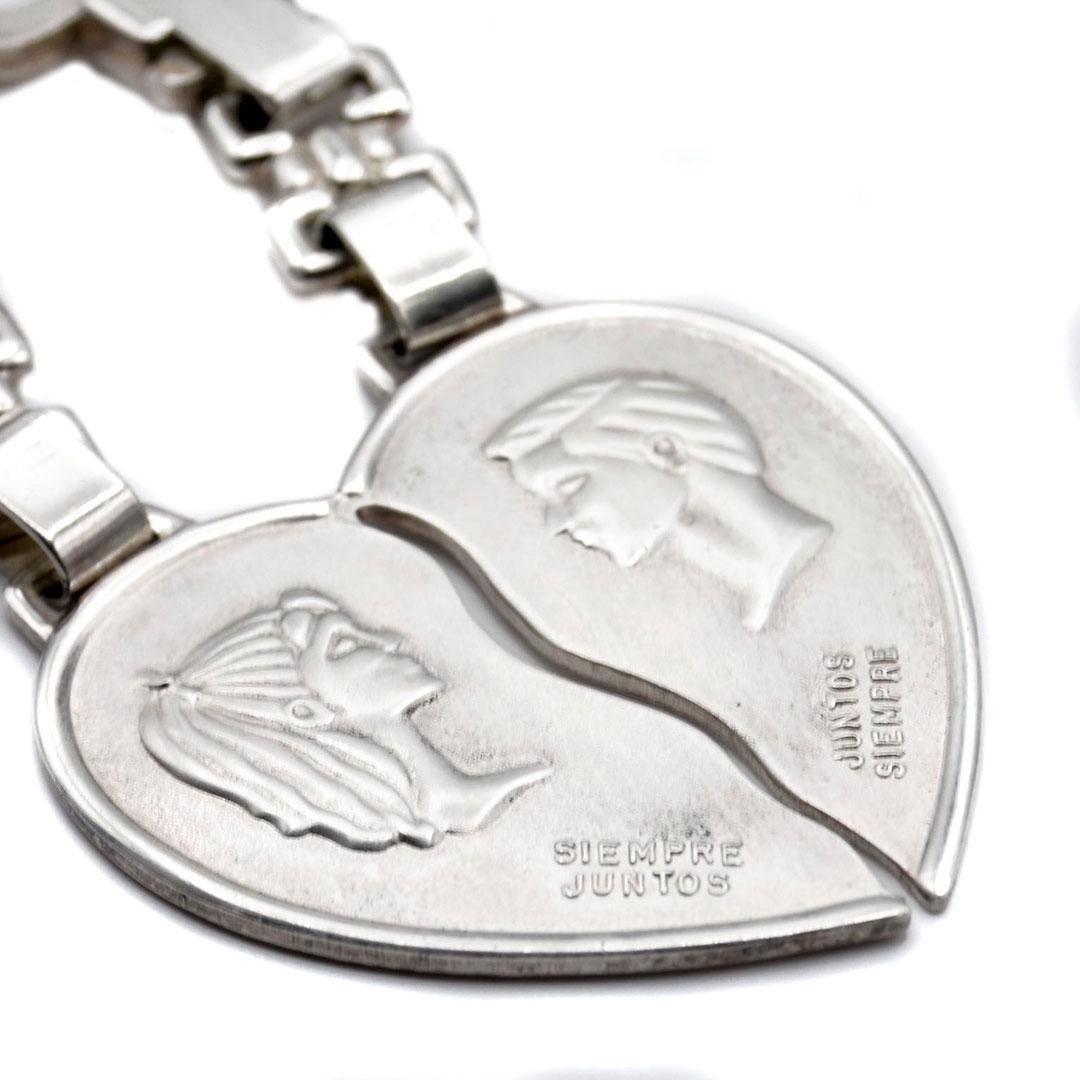 REGALO DOBLE LLAVERO PLATA CON FORMA DE CORAZÓN 2284