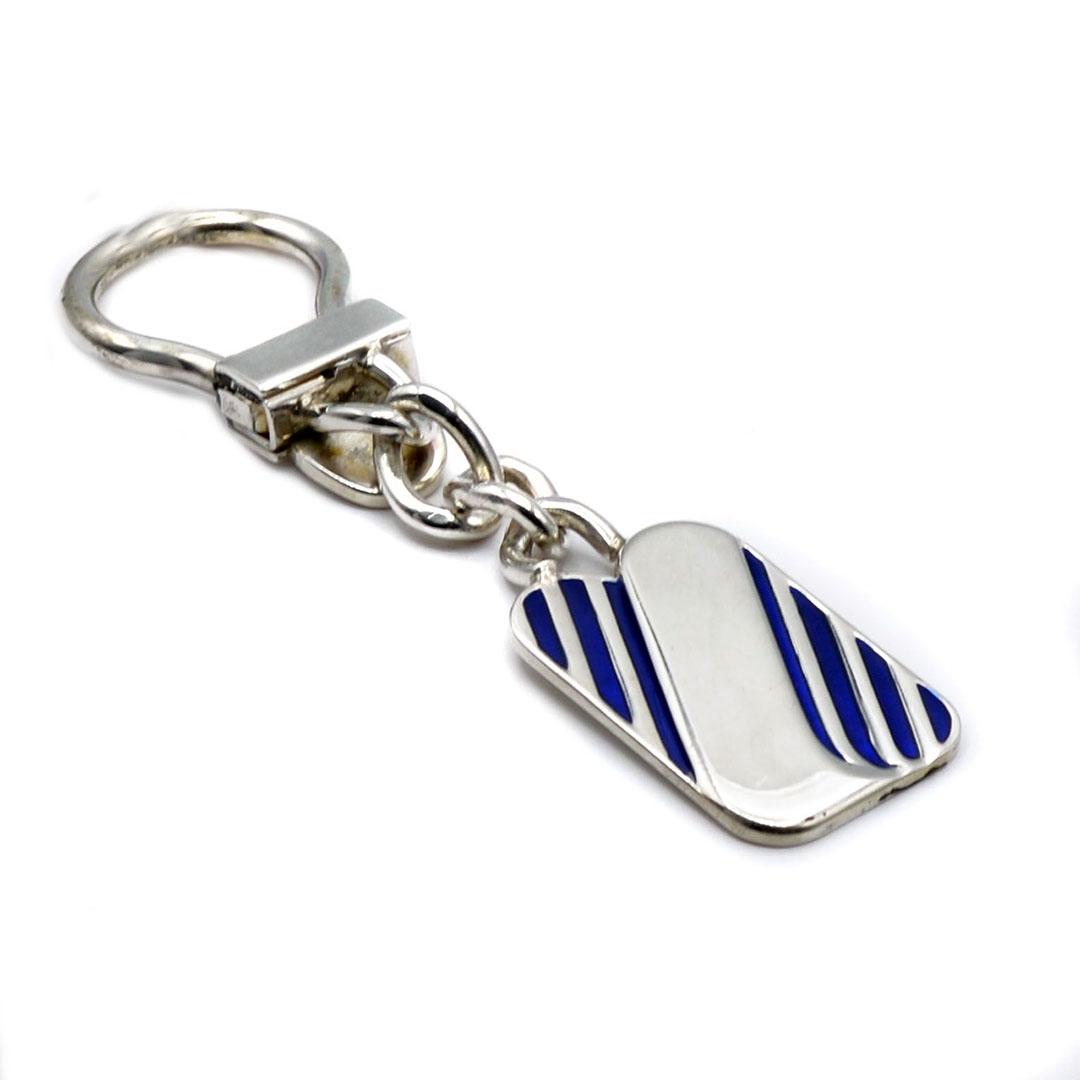 REGALO LLAVERO PLATA RECTANGULAR Y DETALLES EN AZUL 500-798