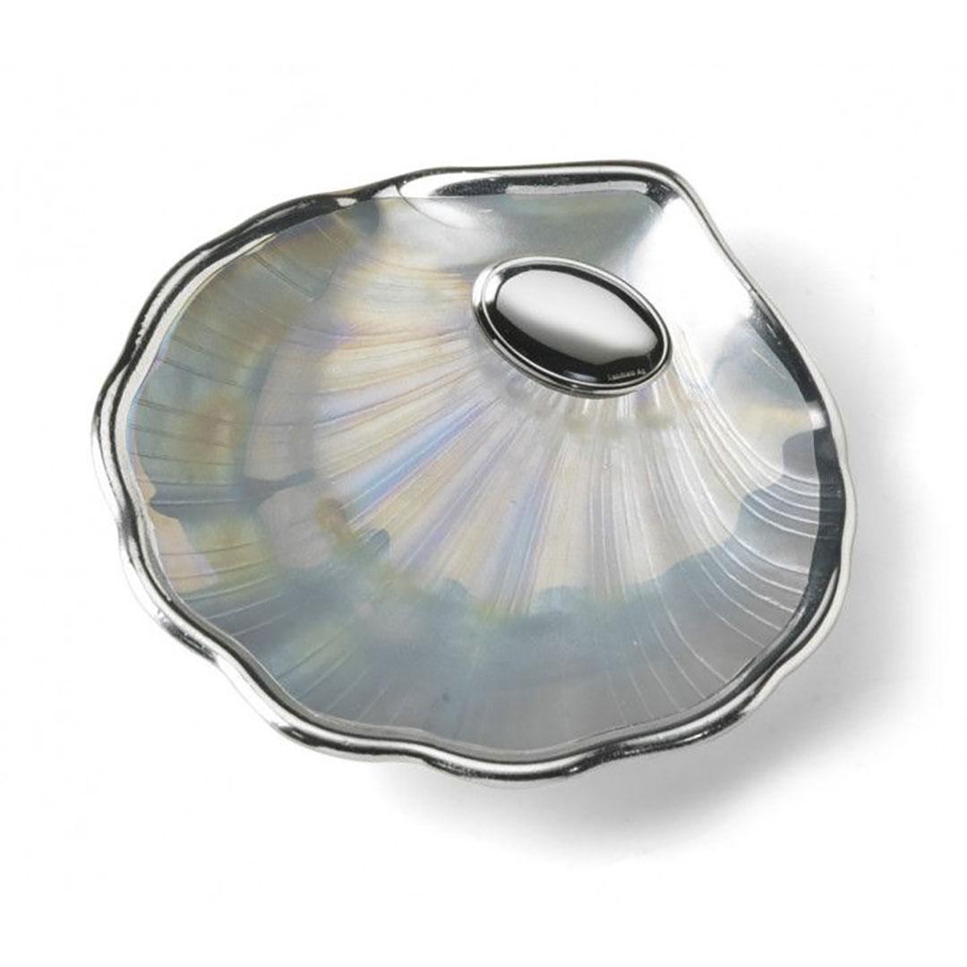 REGALO INFANTIL CONCHA BAUTISMO NÁCAR Y PLATA BILAMINADA 7/4