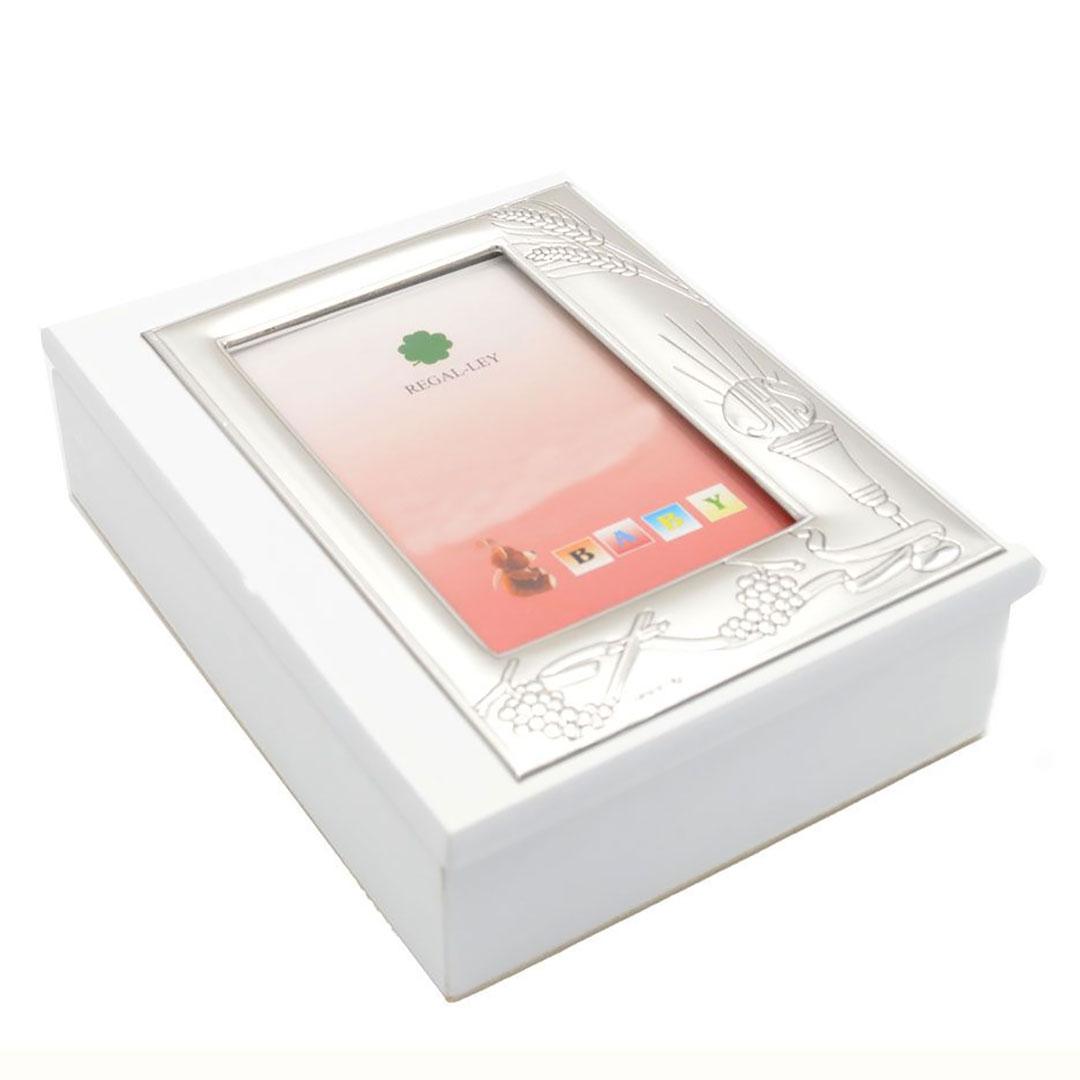 JOYERO INFANTIL COMUNIÓN C/FOTO MADERA Y PLATA 5648