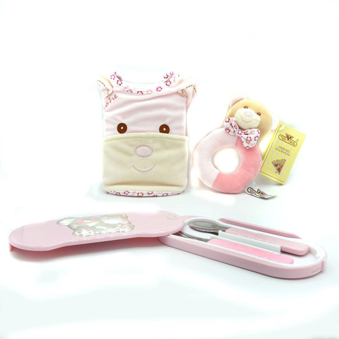 CJTO. REGALO INFANTIL CUBIERTOS   SONAJERO   BABERO 58546/06