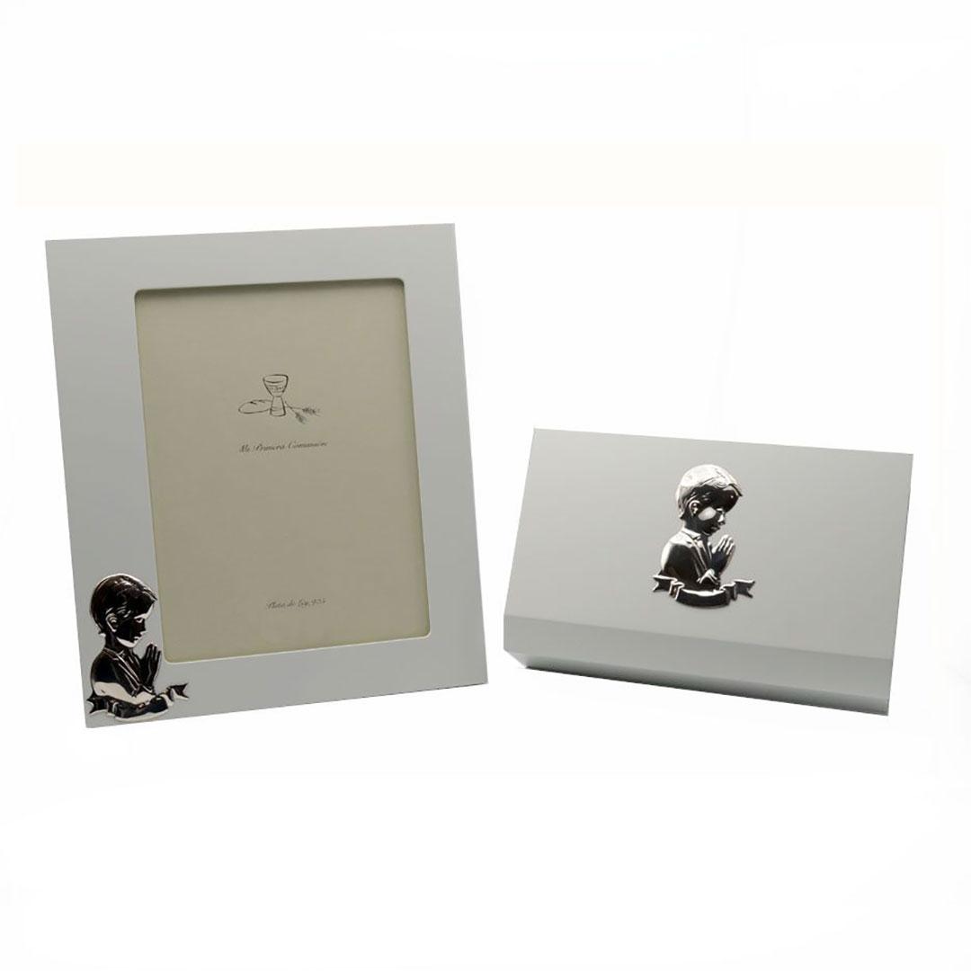 MARCO FOTOS INFANTIL COMUNIÓN MADERA Y PLATA 330415X20