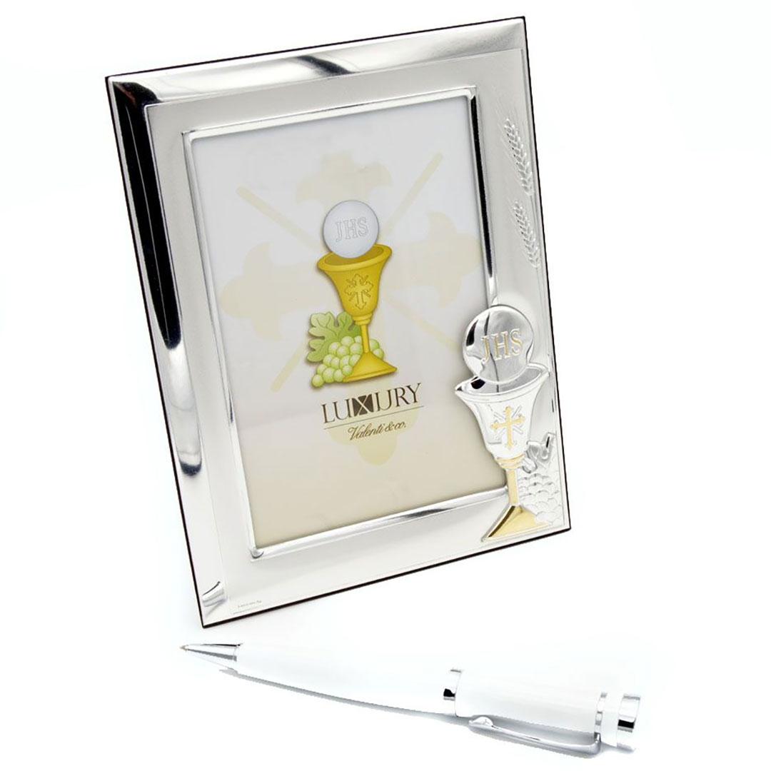 CONJUNTO REGALO COMUNIÓN MARCO Y BOLIGRAFO PLATA 51052/3L