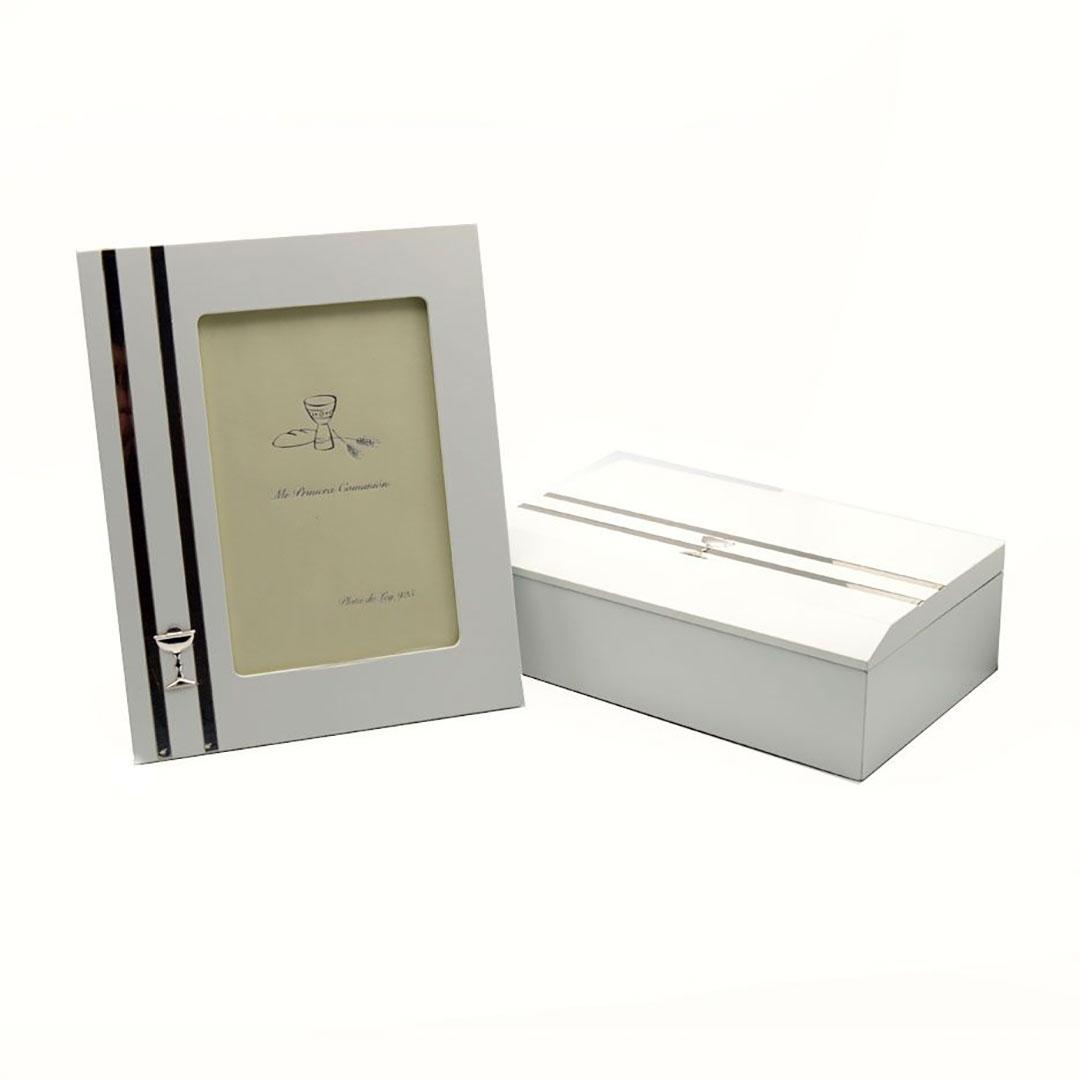 JOYERO INFANTIL COMUNIÓN MADERA Y PLATA 3299