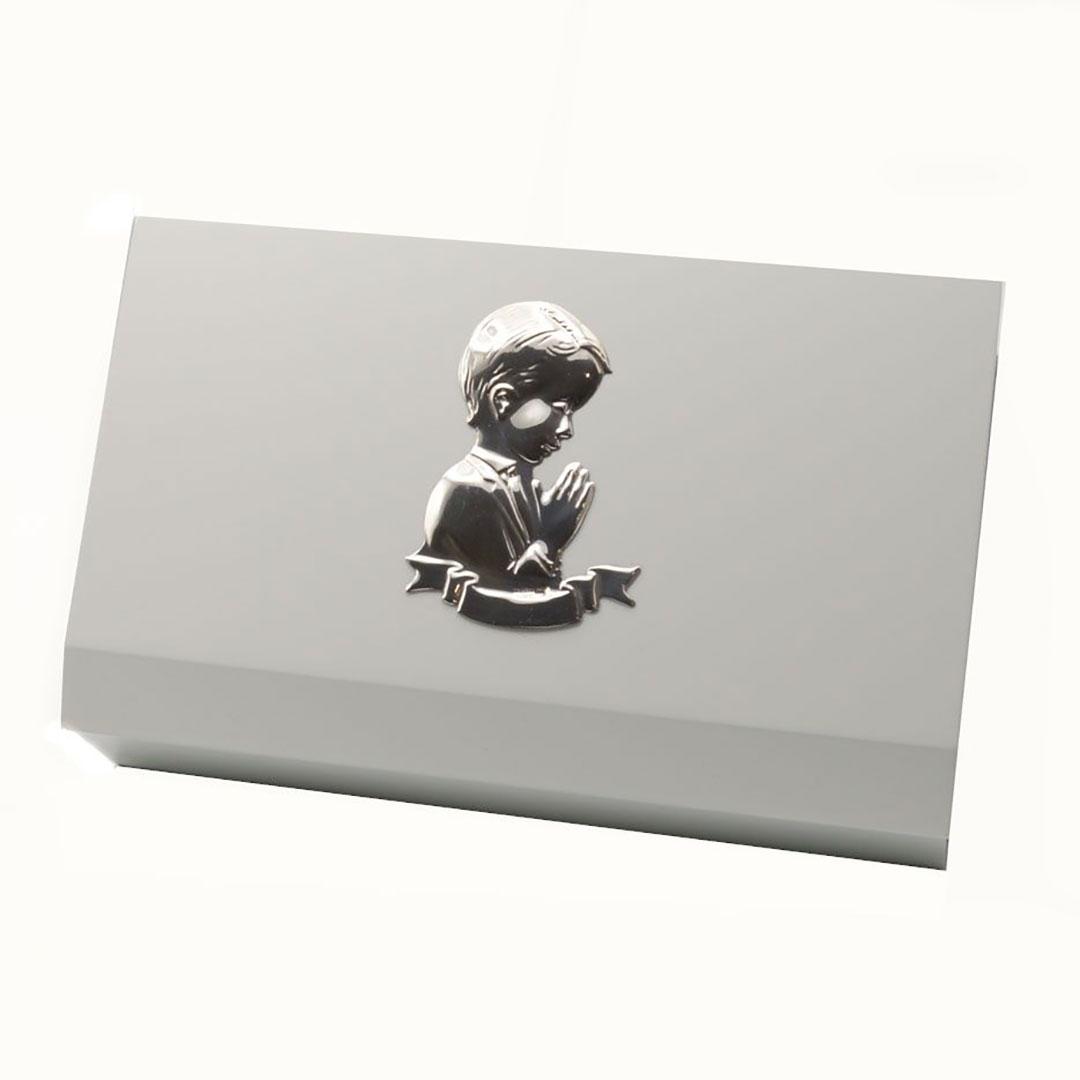 JOYERO INFANTIL COMUNIÓN MADERA Y PLATA  3304
