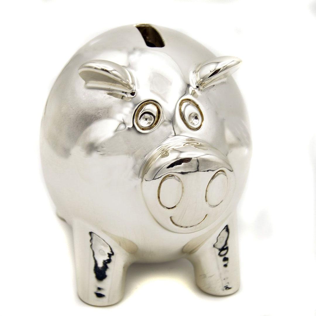 HUCHA FIGURA CERDITO PLATA 787108
