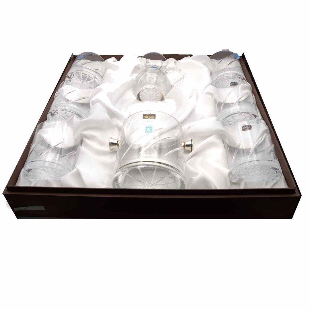 JUEGO REGALO BODA 8 PIEZAS WHISKY CRISTAL Y PLATA 510-LANZAS