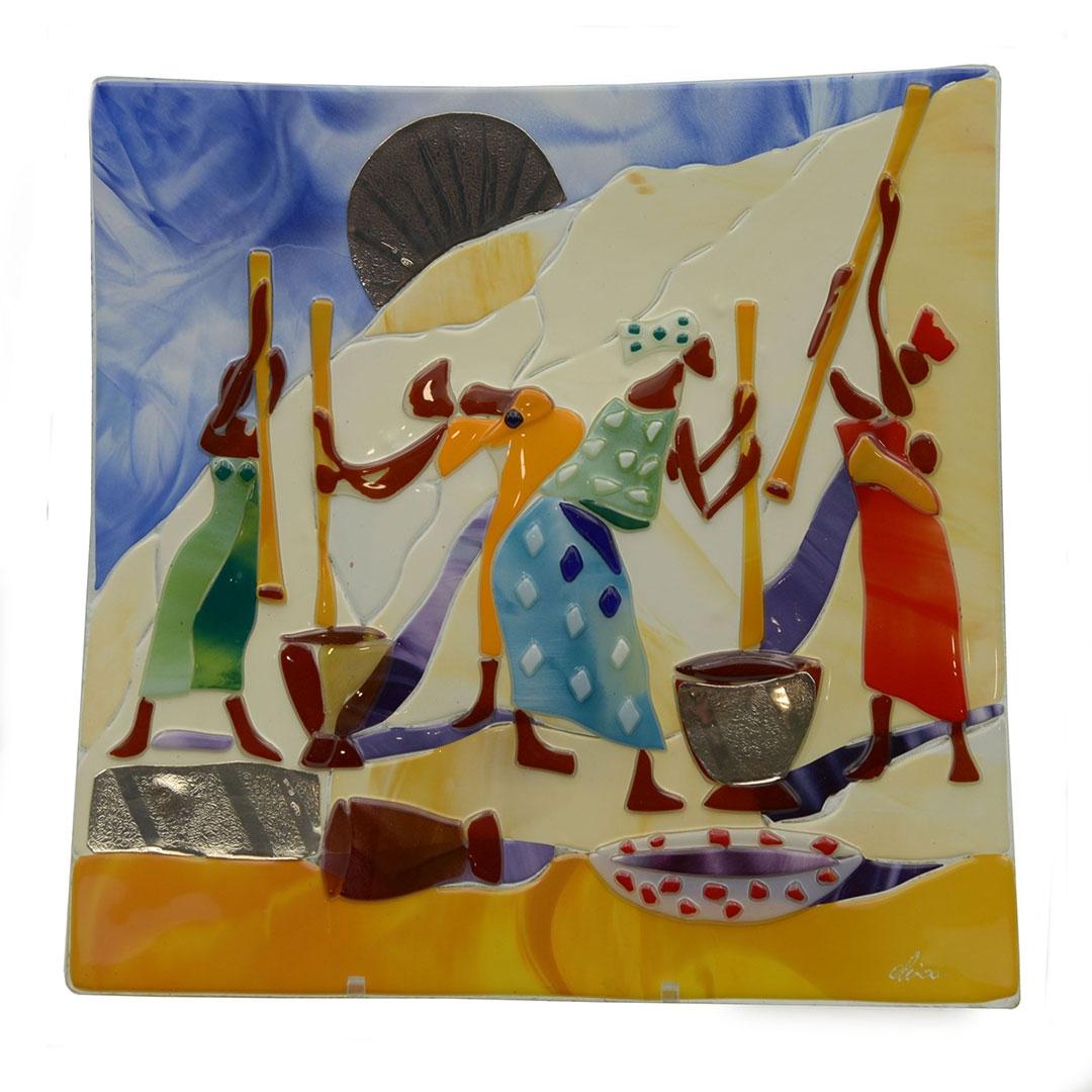 FIGURA PLATO CRISTAL PINTADO Y PLATA 51331