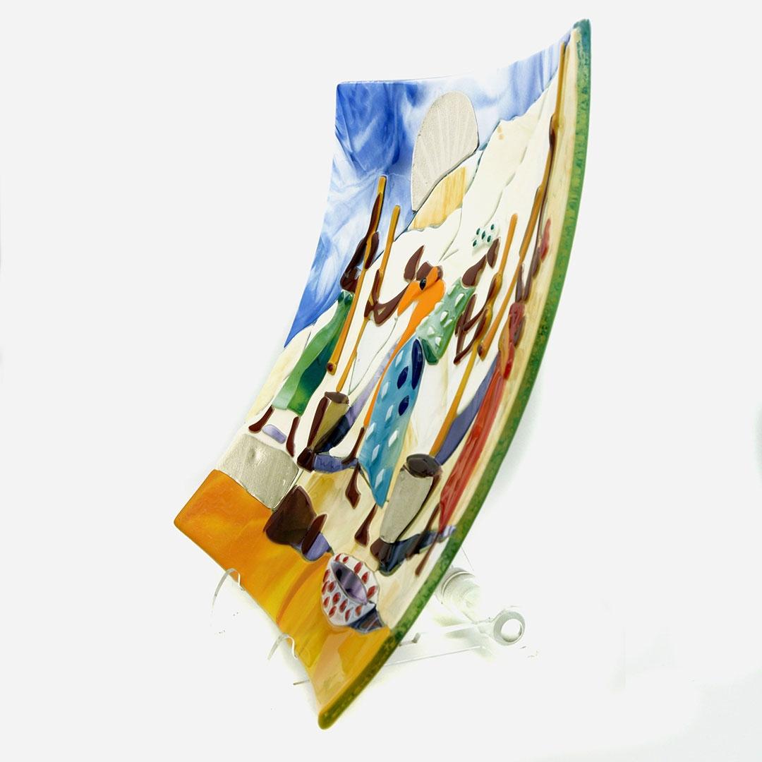 FIGURA PLATO CRISTAL PINTADO Y PLATA 51331