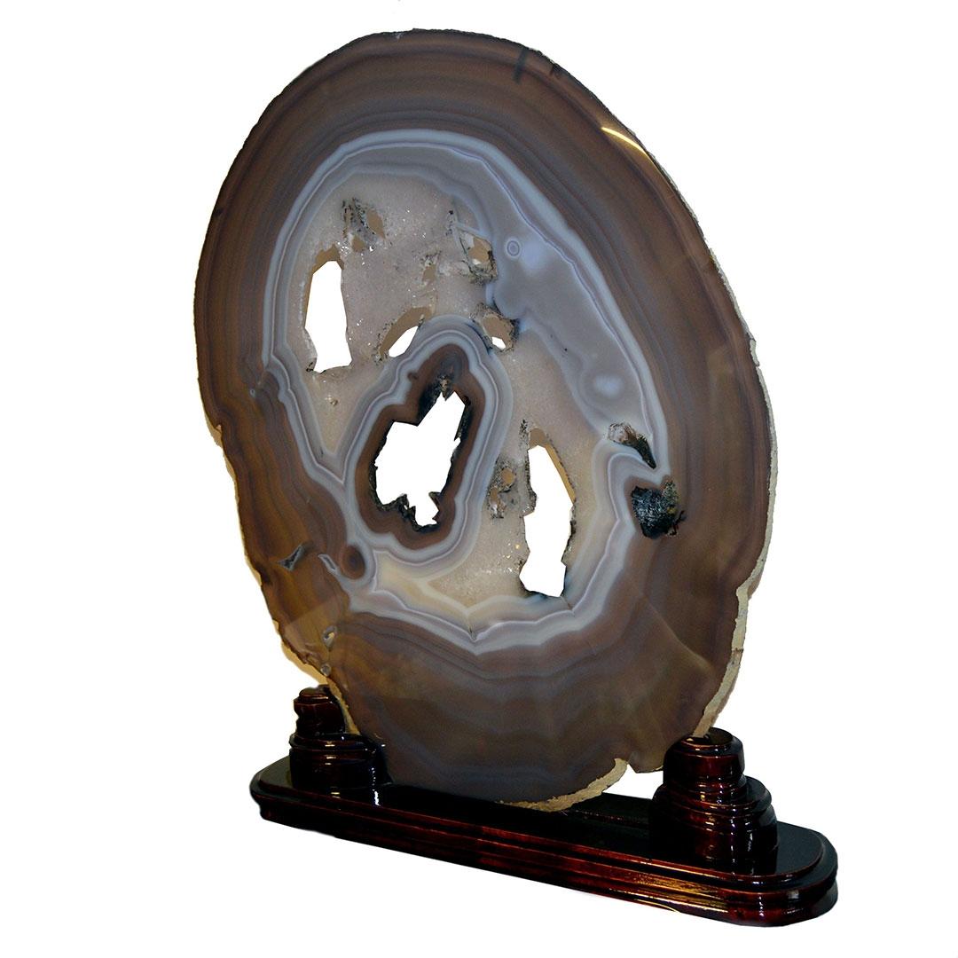 FIGURA CORTE PIEDRA CUARZO AGATA TONOS ARENA Y GRIS  N10