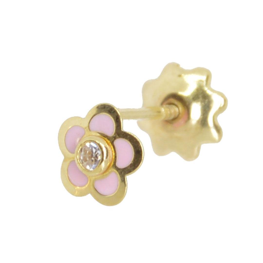 PENDIENTES ORO 18K NIÑA FLOR ROSA 5229