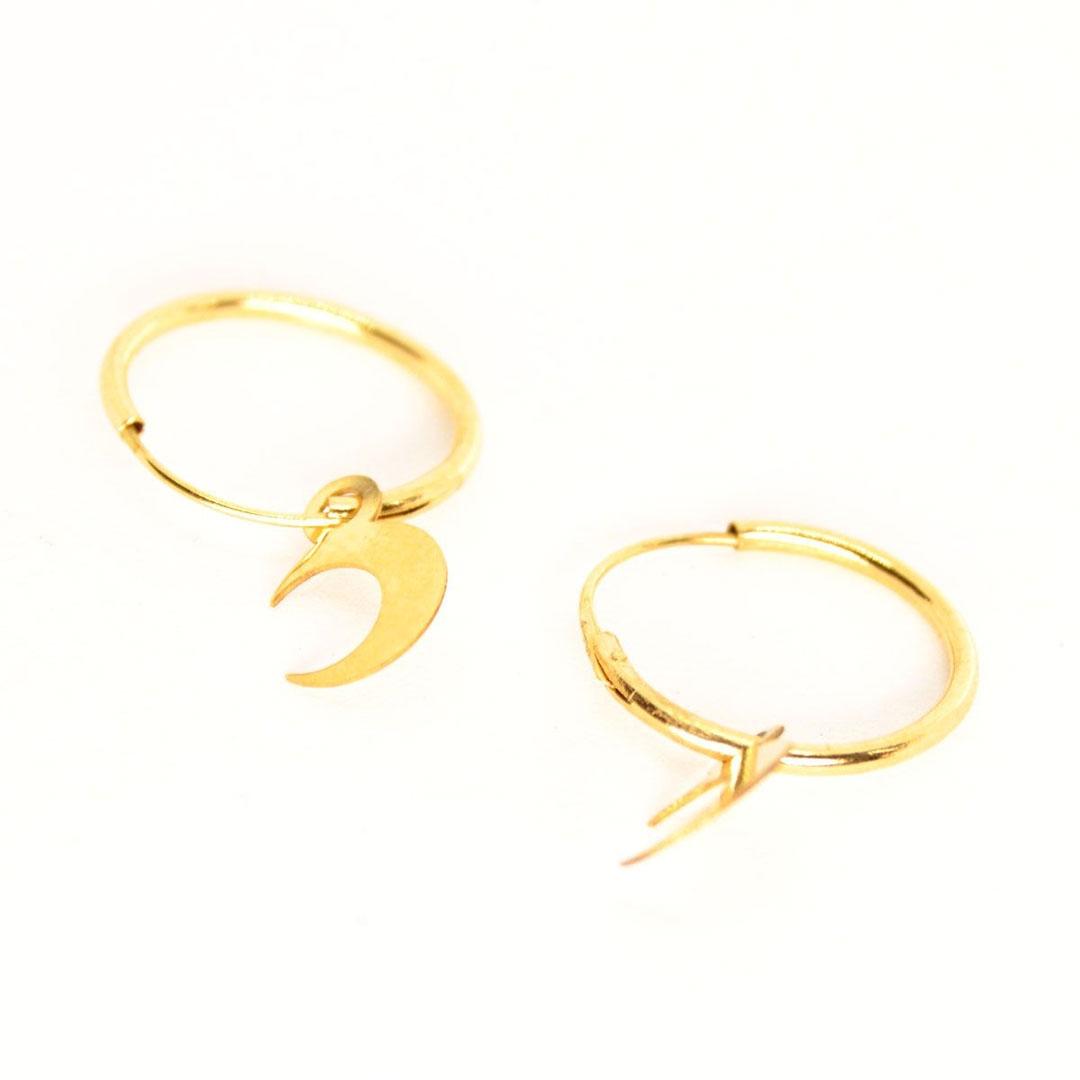 PENDIENTE ARO MUJER ORO 18K LUNA 178