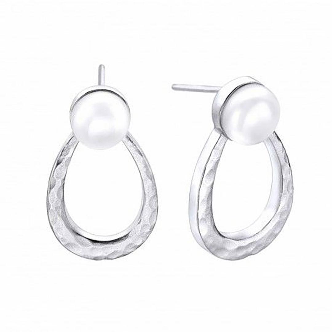 PENDIENTE ARO MUJER CON PERLAS DURAN EXQUSE 508513 PLATA