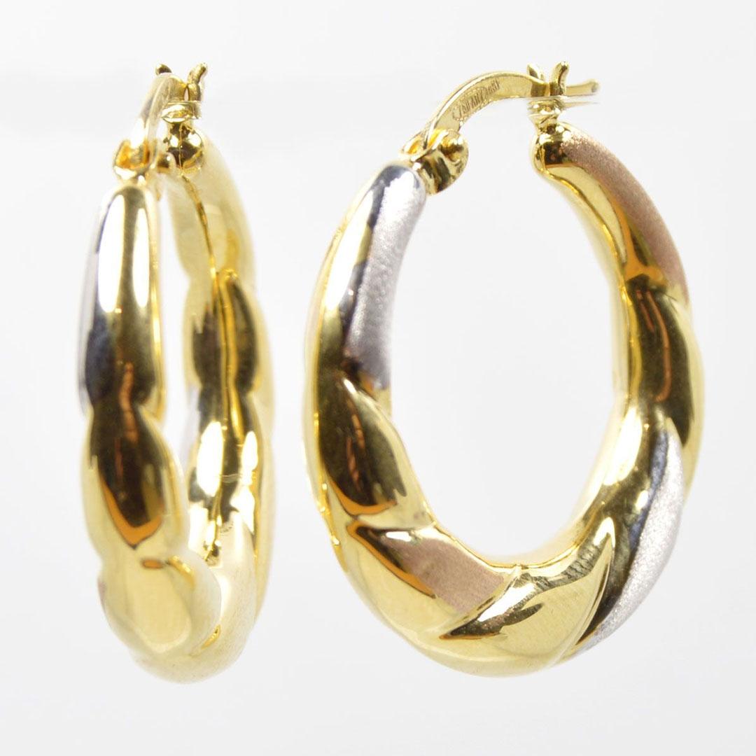 PENDIENTES MUJER ORO 18K ARO TRICOLOR 3258