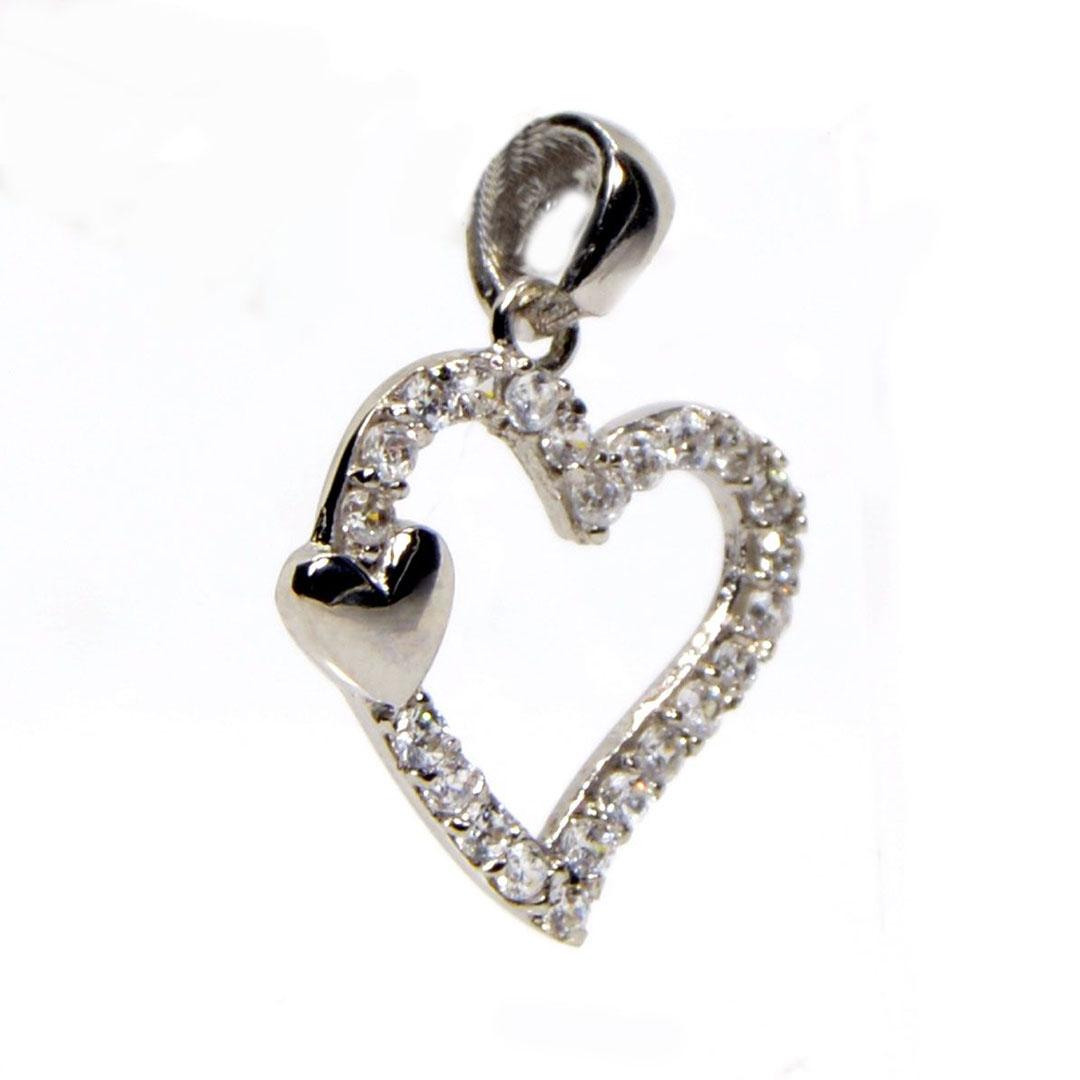 COLGANTE MUJER ORO BLANCO 18 K Y CIRCONITAS CORAZÓN 648