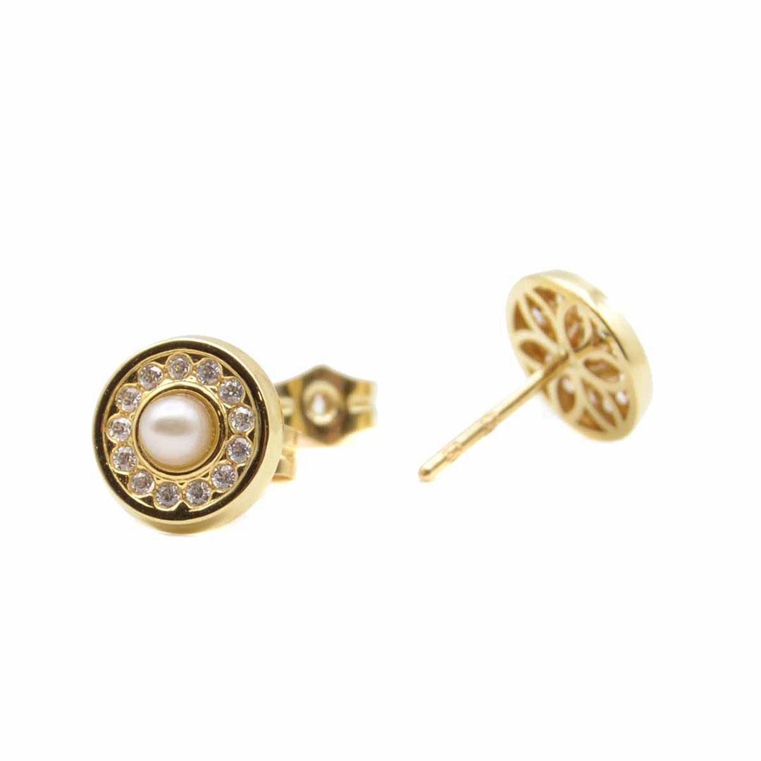 PENDIENTES MUJER ORO 18K PERLAS Y CIRCONITAS 2875