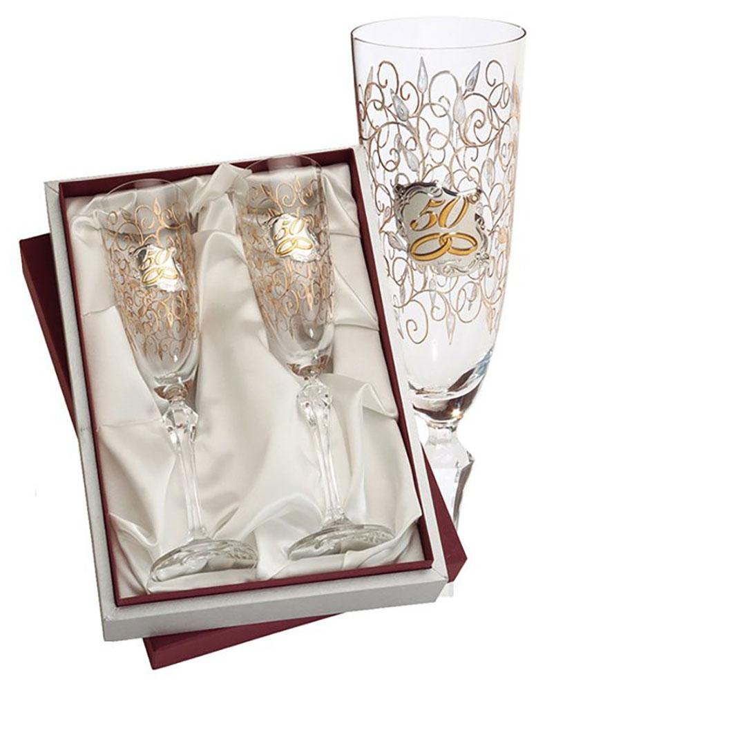 REGALO JUEGO 2 COPAS 50 ANIVERSARIO CRISTAL Y PLATA GA3068C