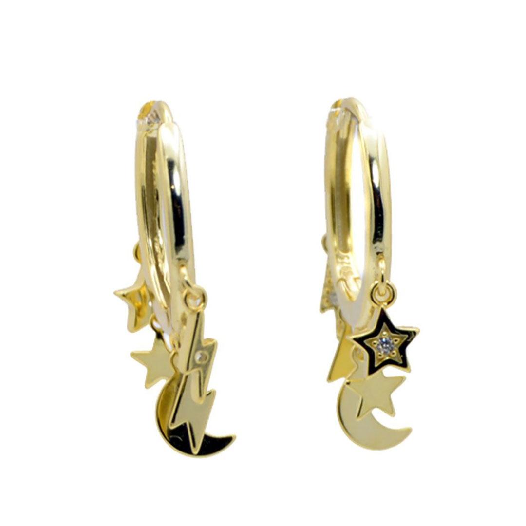 PENDIENTES ARO MUJER PLATA DORADOS E70