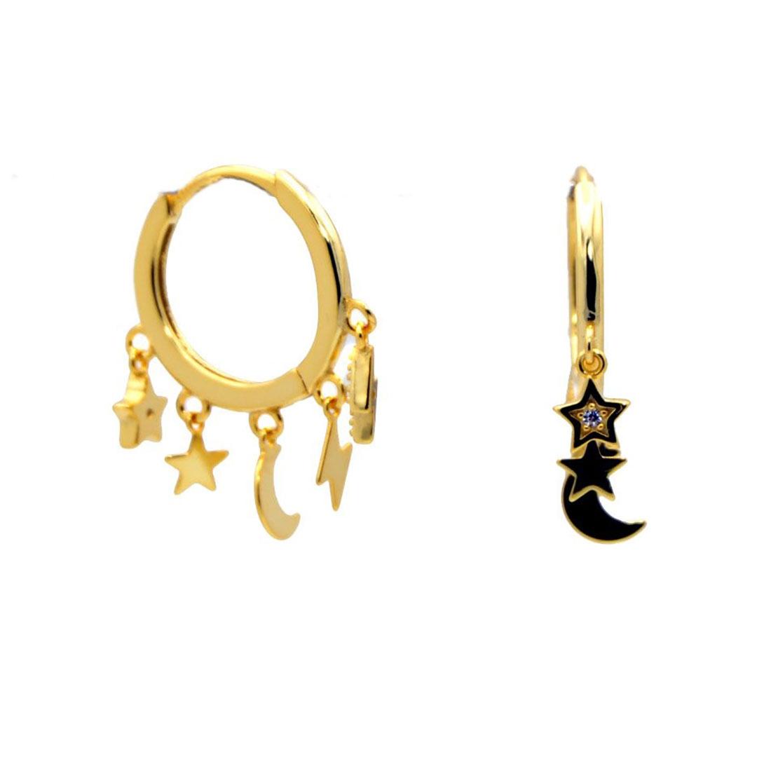 PENDIENTES ARO MUJER PLATA DORADOS E70