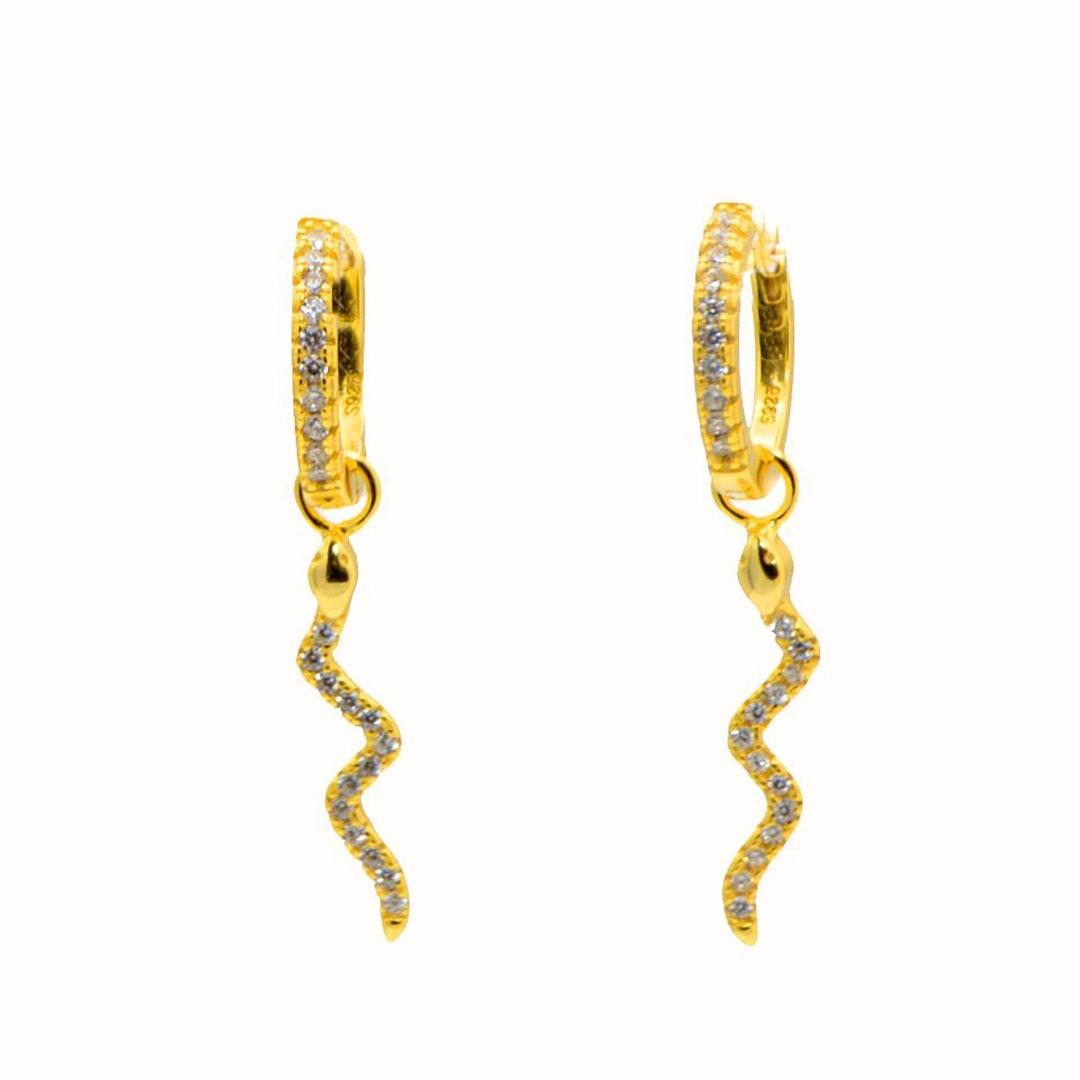 PENDIENTES ARO MUJER PLATA DORADOS SERPIENTE E720