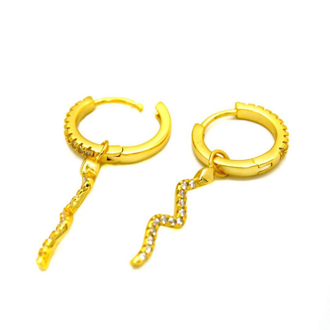 PENDIENTES ARO MUJER PLATA DORADOS SERPIENTE E720