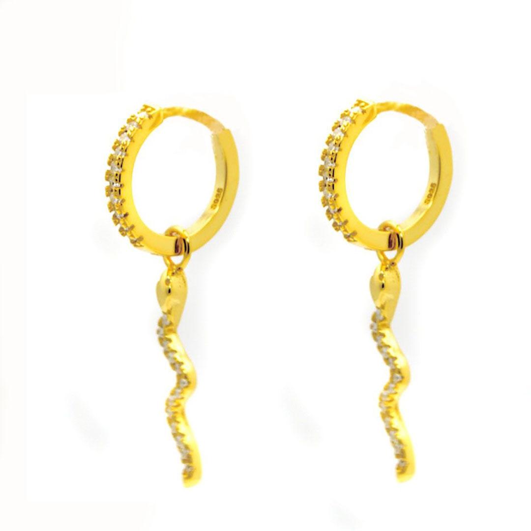 PENDIENTES ARO MUJER PLATA DORADOS SERPIENTE E720