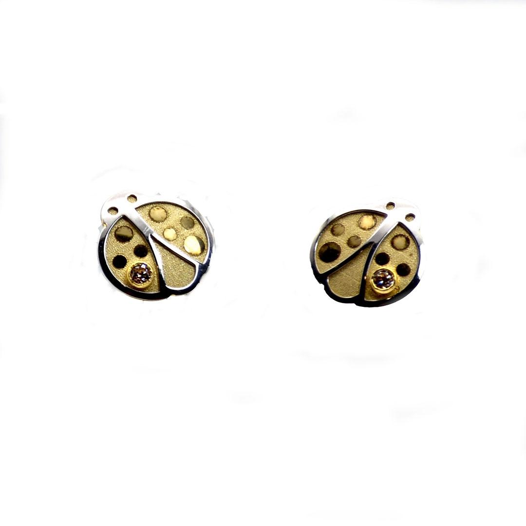'PENDIENTES ORO 18K BICOLOR Y CIRCONITA  INFANTIL ''MARIQUIT