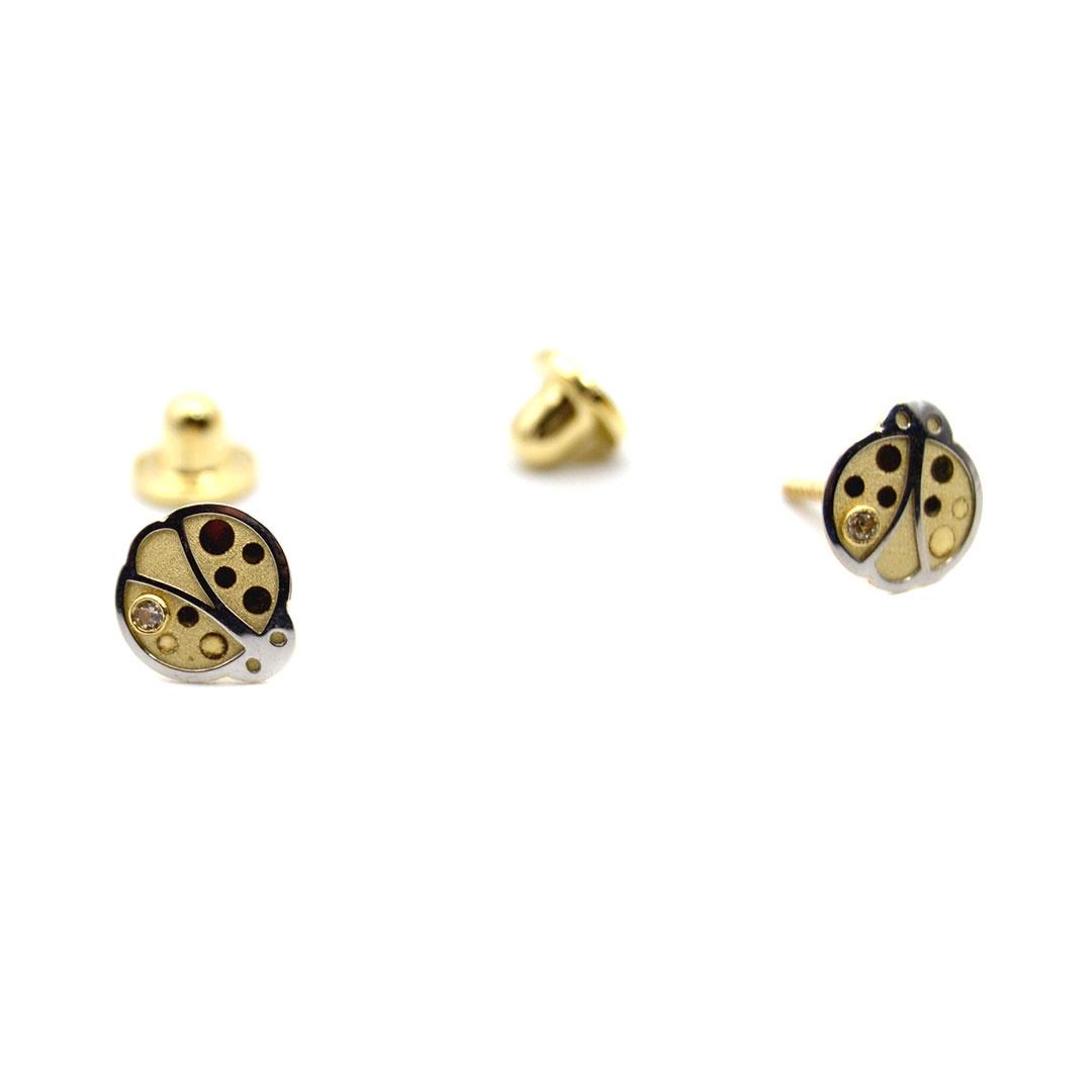 'PENDIENTES ORO 18K BICOLOR Y CIRCONITA  INFANTIL ''MARIQUIT