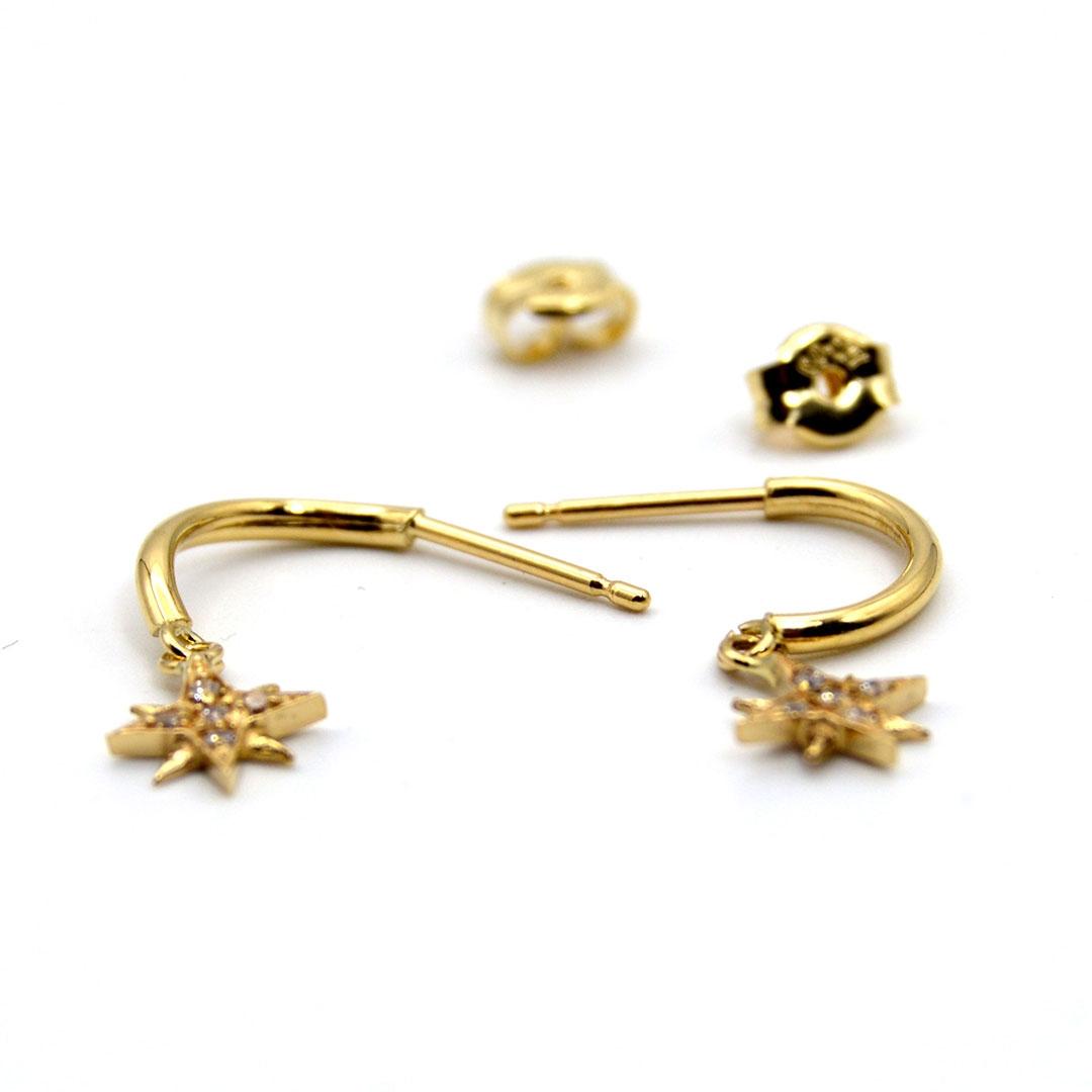 PENDIENTES SEMIARO  ORO 18K Y CIRCONITA 473681
