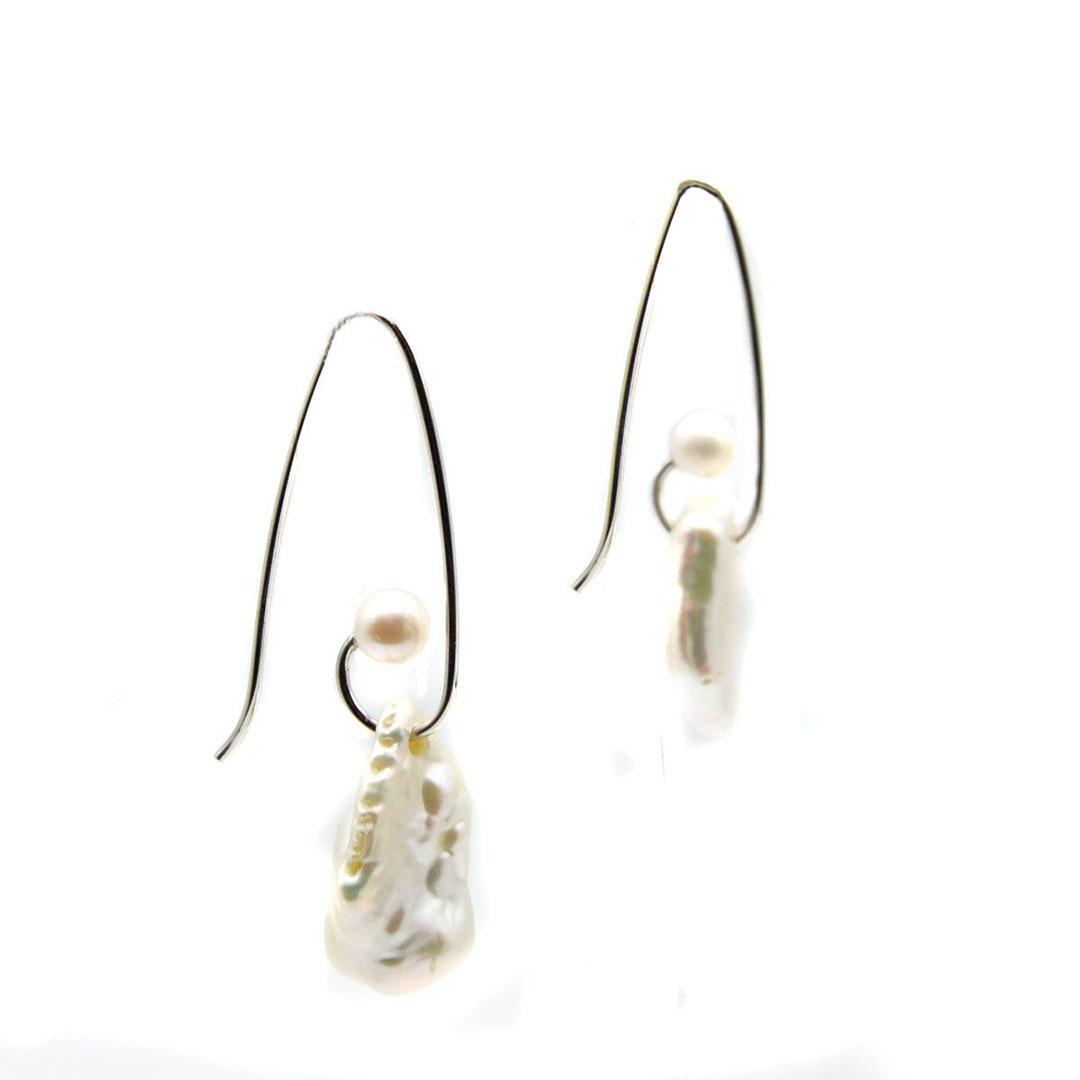 PENDIENTES LARGOS MUJER PLATA Y PERLA 18701