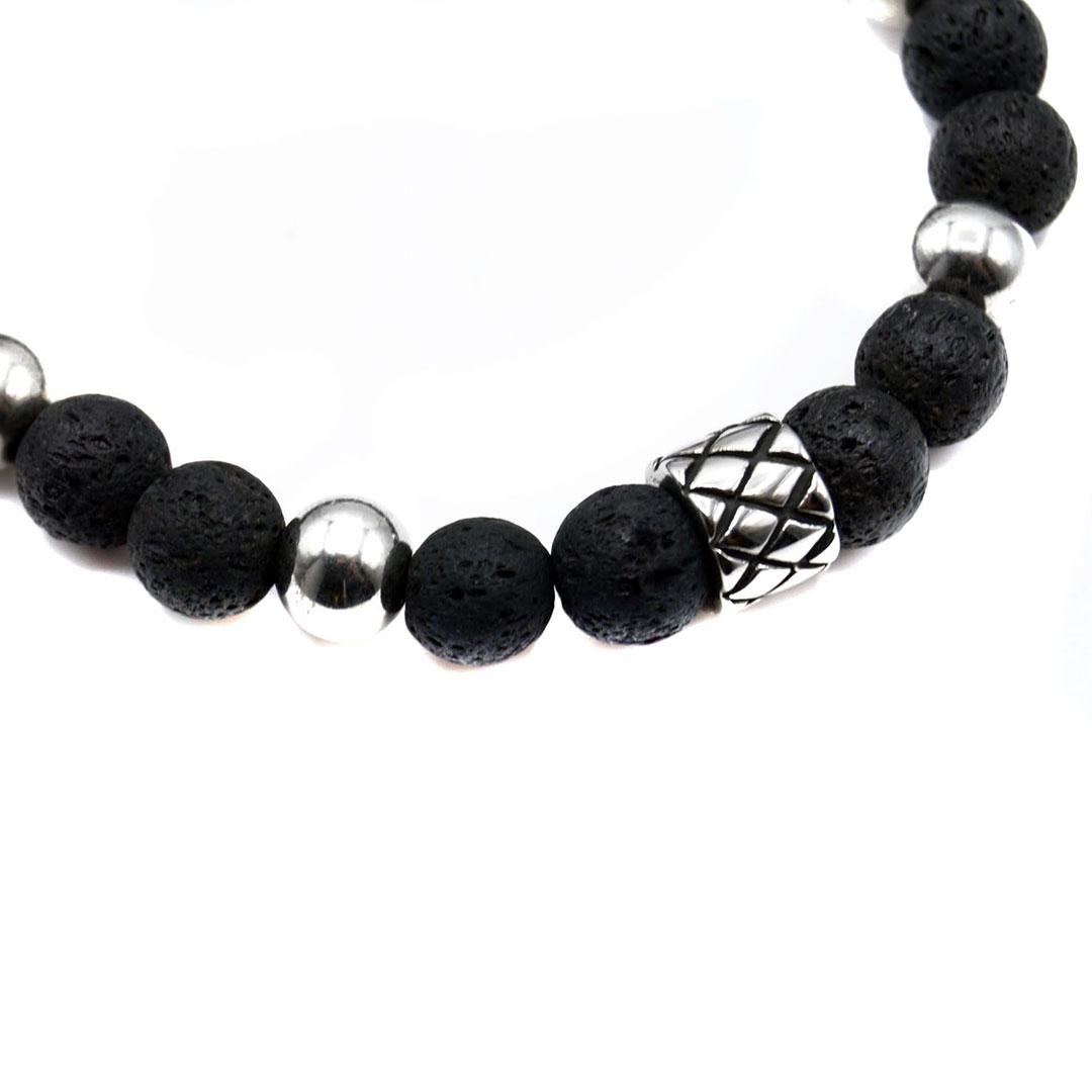 PULSERA HOMBRE ACERO Y BOLAS NEGRAS LAVA B2/3