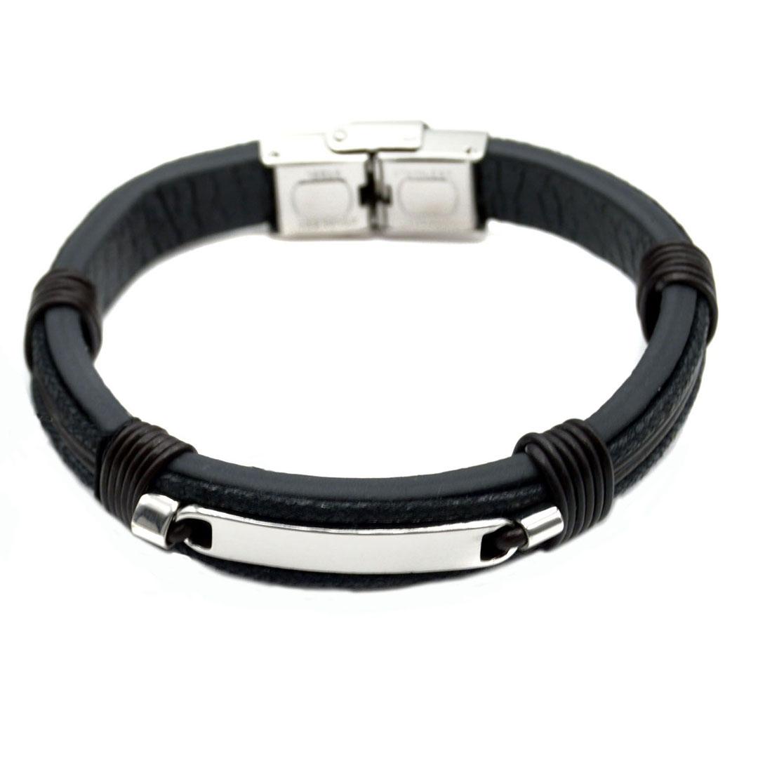 PULSERA HOMBRE ACERO Y CUERO B2