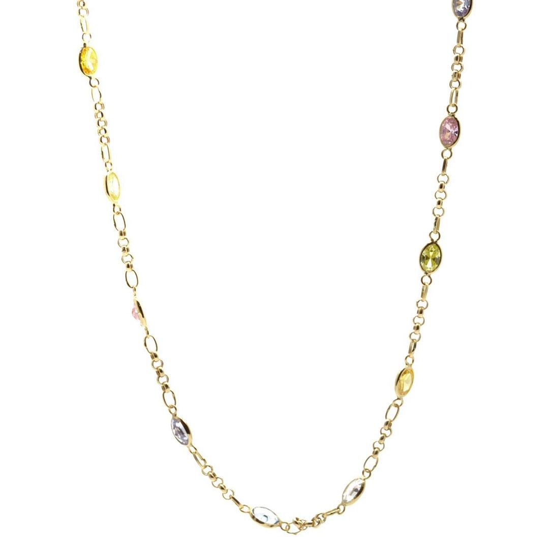 COLLAR MUJER ORO 18K PIEDRAS COLORES 316-40