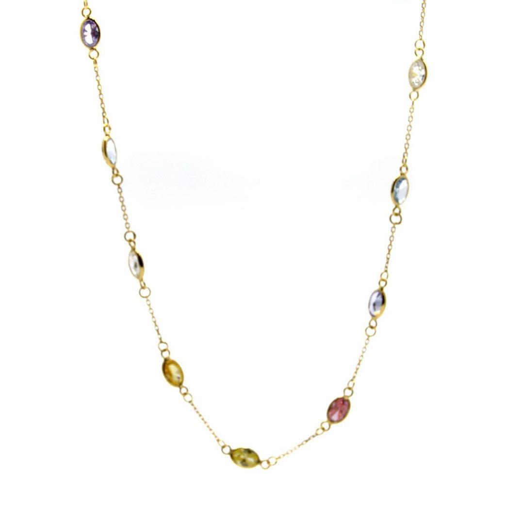 COLLAR MUJER ORO 18K PIEDRAS COLORES 317-45