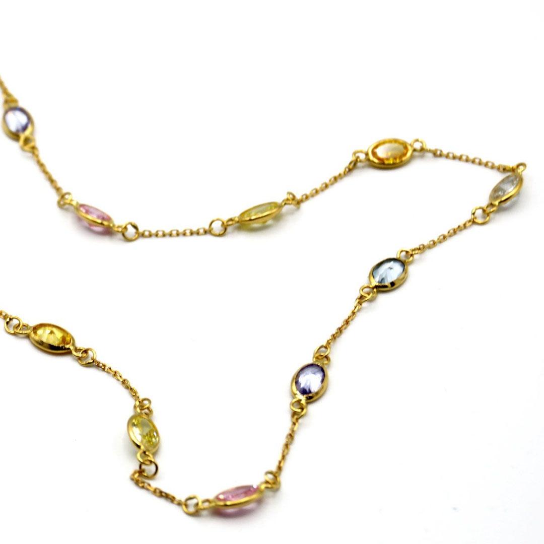 COLLAR MUJER ORO 18K PIEDRAS COLORES 317-45