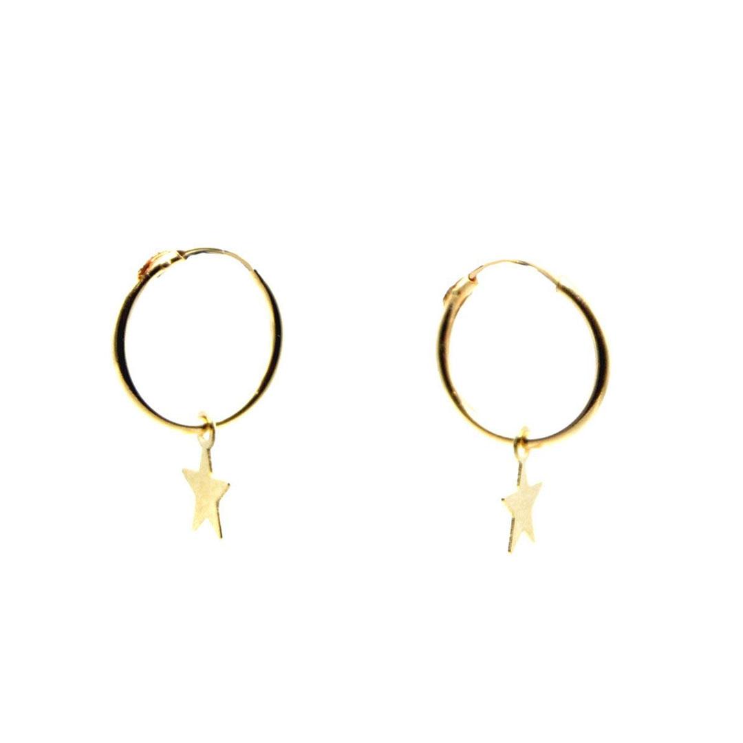 PENDIENTES ARO MUJER ORO 18K COLGANTE ESTRELLA 5711E