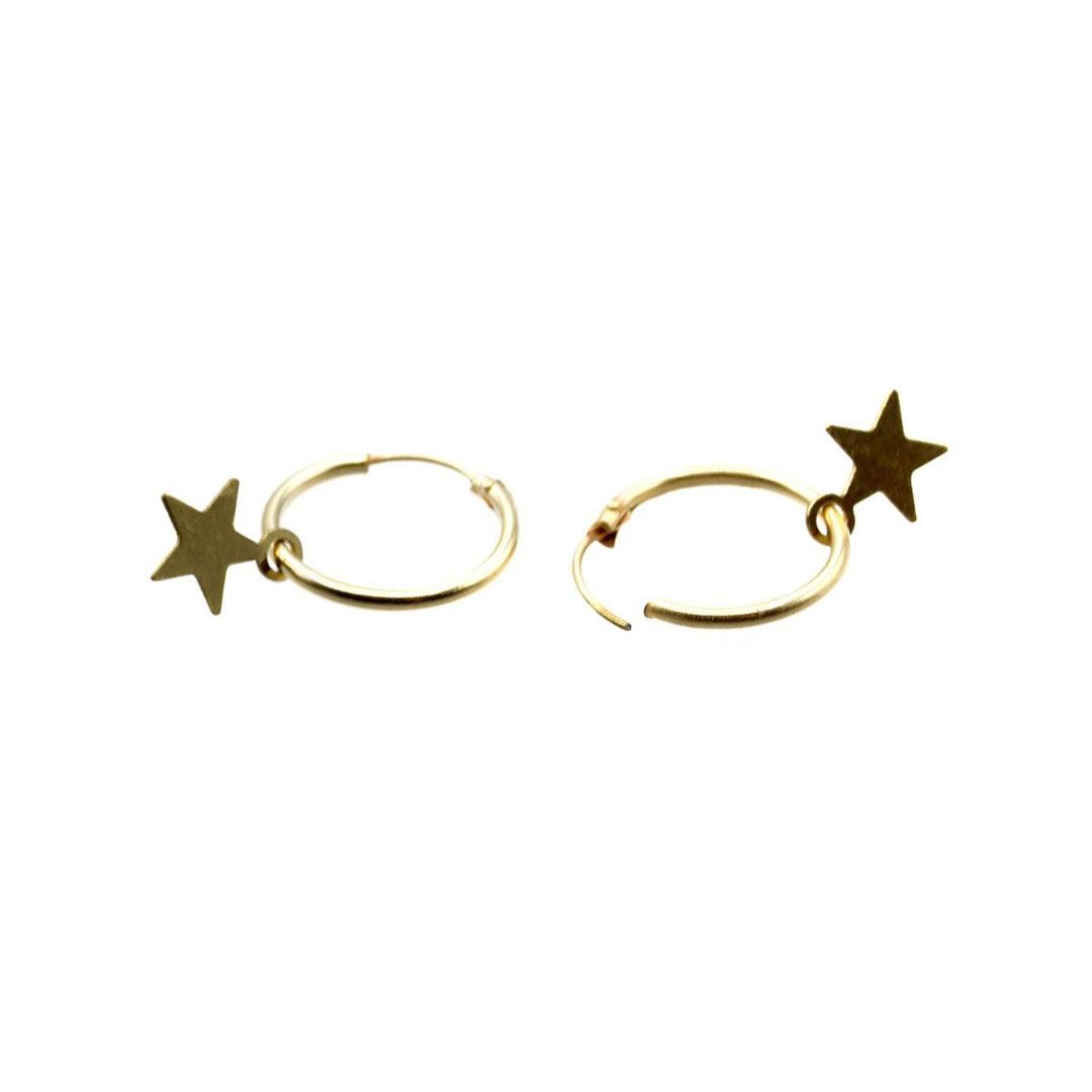 PENDIENTES ARO MUJER ORO 18K COLGANTE ESTRELLA 5711E