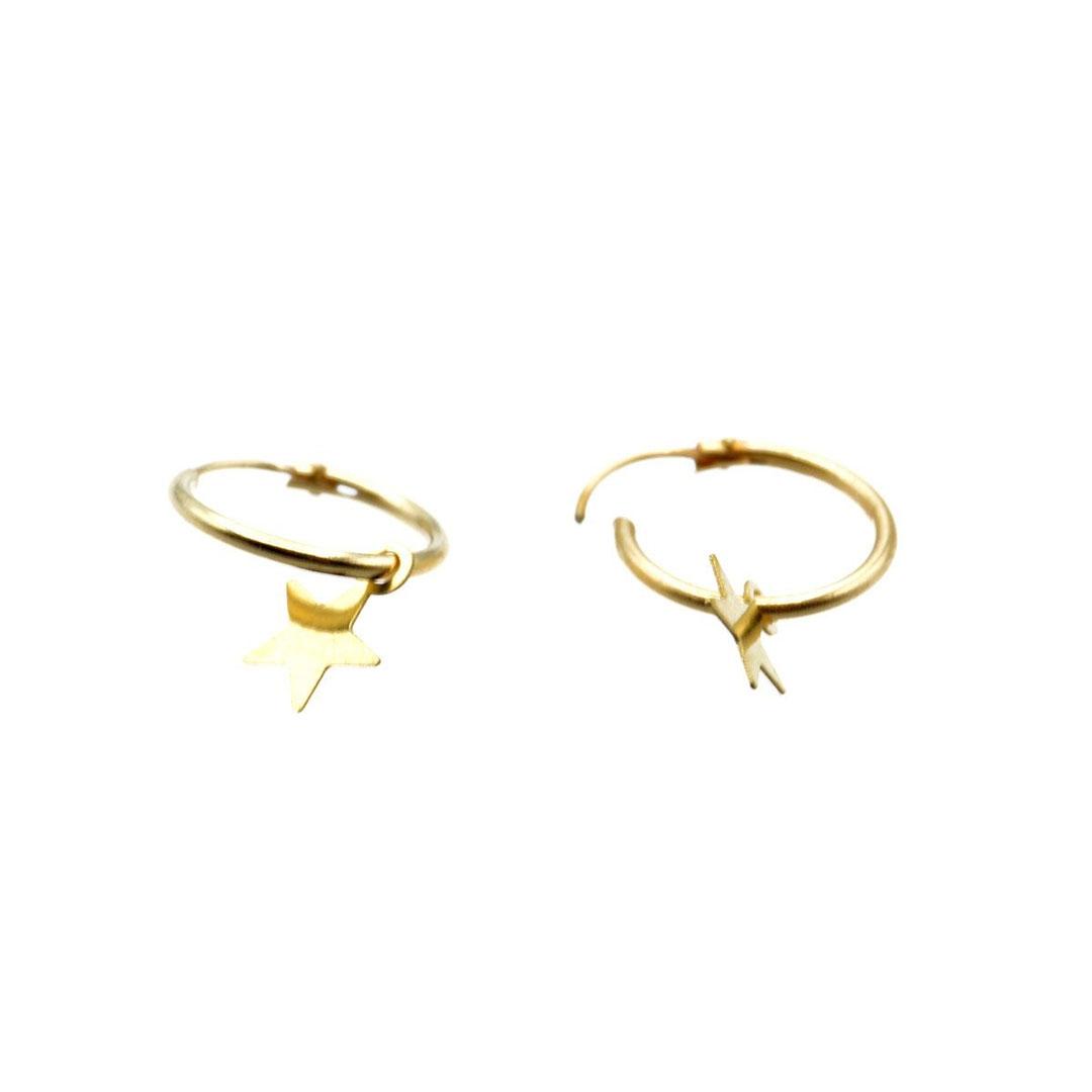 PENDIENTES ARO MUJER ORO 18K COLGANTE ESTRELLA 5711E